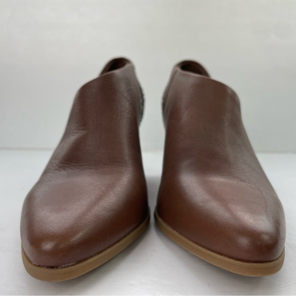 NWOT Soul Bound Brown D’Orsay Keelin Point Toe Block Heel Leather Studded Bootie - Picture 5 of 13